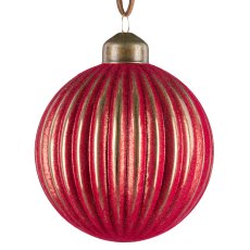 Glas Kugel Sortiment, 3erSet, gerillt ca.8cm, Rot