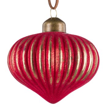 Glas Kugel Sortiment, 3erSet, gerillt ca.8cm, Rot