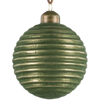 Glas Kugel Sortiment, 3erSet, gerillt ca.8cm, Moos