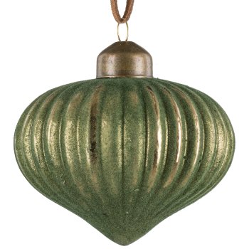 Glas Kugel Sortiment, 3erSet, gerillt ca.8cm, Moos