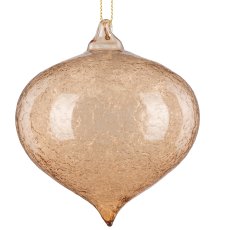 Glass ball assortment, set of 3, washed ca.8cm, curry