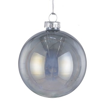 Glass ball assortment, set of 3, pearl luster ca.8cm, smoke grey