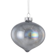 Glass ball assortment, set of 3, pearl luster ca.8cm, smoke grey