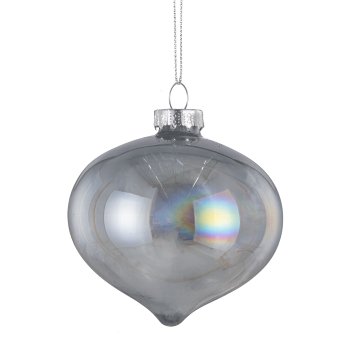 Glass ball assortment, set of 3, pearl luster ca.8cm, smoke grey