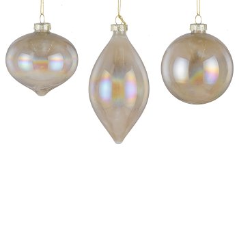 Glas Kugel Sortiment, 3erSet, pearl luster ca.8cm, Schlamm