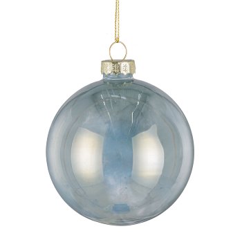 Glas Kugel Sortiment, 3erSet, pearl luster ca.8cm, Pfau