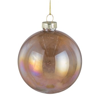 Glass ball assortment, set of 3, pearl luster ca.8cm, almond