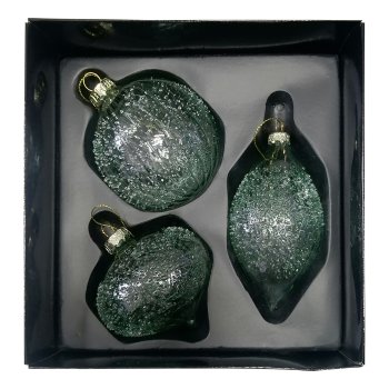 Glas Kugel Sortiment 3erSet ca.8cm, Hellgrün