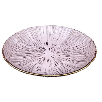 Glasteller geriffelt mit Goldrand, 16x16cm, aubergine