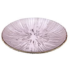 Glasteller geriffelt mit Goldrand, 16x16cm, aubergine