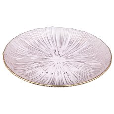 Glasteller geriffelt mit Goldrand, 20x20cm, aubergine