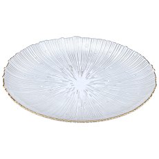 Glasteller geriffelt mit Goldrand, 32x32cm, klar