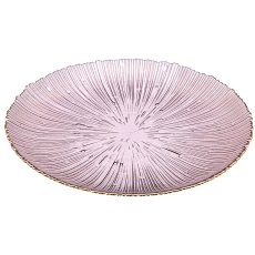 Glasteller geriffelt mit Goldrand, 32x32cm, aubergine