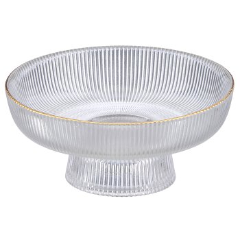 Glasschale geriffelt mit Goldrand, 15x15x6,5cm, klar