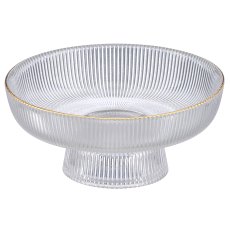Glasschale geriffelt mit Goldrand, 15x15x6,5cm, klar