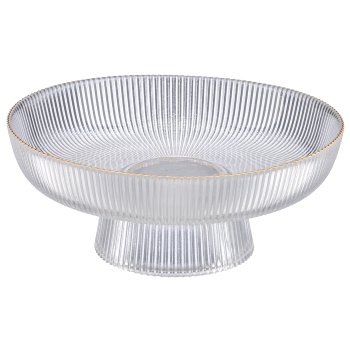 Glasschale geriffelt mit Goldrand, 26x26x11cm, klar