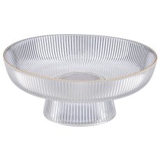 Glasschale geriffelt mit Goldrand, 26x26x11cm, klar