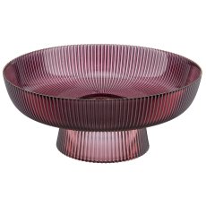 Glasschale geriffelt mit Goldrand, 26x26x11cm, aubergine