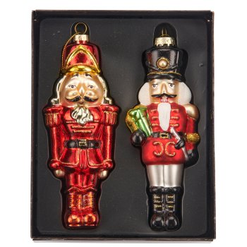 Glashänger Nussknacker 2er Set, 6x4,5x16cm, rot