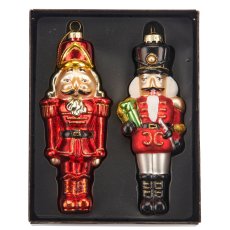 Glashänger Nussknacker 2er Set, 6x4,5x16cm, rot