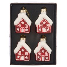 Glashänger Lebkuchenhaus, Bioglitter, 5x7cm, rot