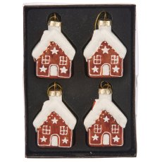 Glass hanger gingerbread house, organic glitter, 5x7cm, dark brown