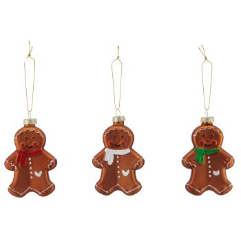 Glass hanger gingerbread figure, organic glitter, 5x7cm, dark brown