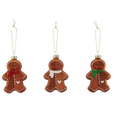 Glass hanger gingerbread figure, organic glitter, 5x7cm, dark brown