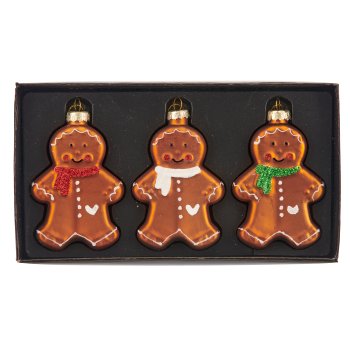 Glass hanger gingerbread figure, organic glitter, 5x7cm, dark brown