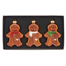 Glass hanger gingerbread figure, organic glitter, 5x7cm, dark brown