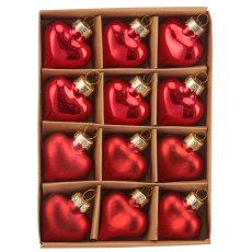 Glashänger Herzen, Bioglitter, 3,5x3,5cm, rot