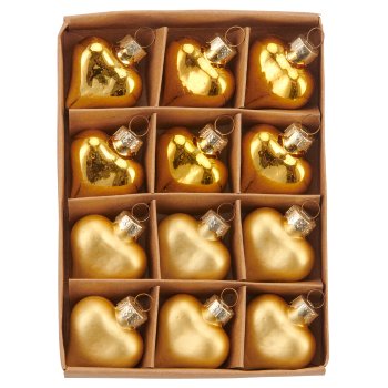 Glashänger Herzen, Bioglitter, 3,5x3,5cm, gold