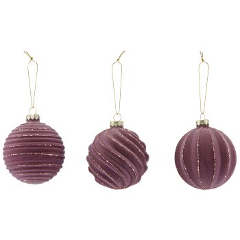 Glashänger Kugel, 3fa.so., Bioglitter, 8x8x8cm, mauve