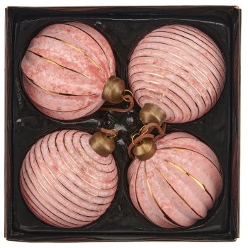 Glass hanger ball, organic glitter, 8x8x8cm, pale pink