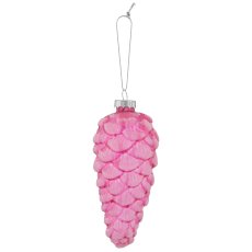 Glashänger Zapfen, Bioglitter, 5,5x12,5cm, rosa