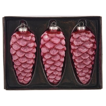 Glashänger Zapfen, Bioglitter, 5,5x12,5cm, rosa