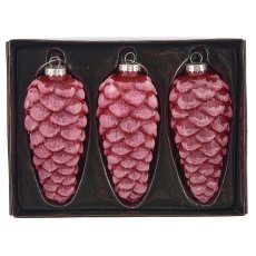 Glashänger Zapfen, Bioglitter, 5,5x12,5cm, rosa