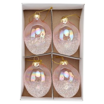 Glashänger Ei, Sparkling & Fading, 4/Box, 6x6x8cm, rosa