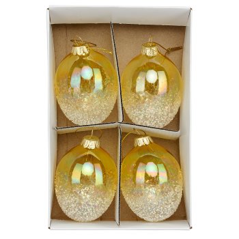 Glashänger Ei, Sparkling & Fading, 4/Box, 6x6x8cm, gelb