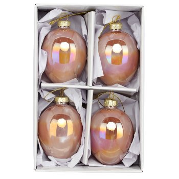 Glashänger Ei, glänzend, 4/Box, 5,5x5,5x8cm, rosa pfeffer