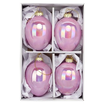 Glashänger Ei, glänzend, 4/Box, 5,5x5,5x8cm, violett