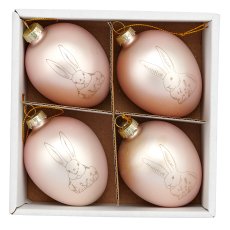 Glashänger Ei mit Hasenmotiv, 2fa.so., 4/Box, 5,5x5,5x7,5cm, mauve
