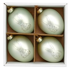 Glashänger Ei mit Hasenmotiv, 2fa.so., 4/Box, 5,5x5,5x7,5cm, hellgrün
