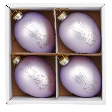 Glashänger Ei mit Hasenmotiv, 2fa.so., 4/Box, 5,5x5,5x7,5cm, helllila