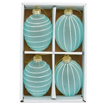 Glashänger Ei, liniert, 2fa.so., 4/Box, 6x6x8cm, wasserblau