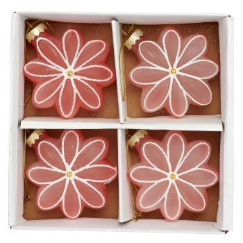 Glashänger Blüte, liniert, 4/Box, 8x3x8,5cm, hellrosa