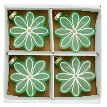 Glashänger Blüte, liniert, 4/Box, 8x3x8,5cm, hellgrün