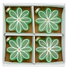Glashänger Blüte, liniert, 4/Box, 8x3x8,5cm, hellgrün