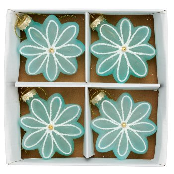 Glashänger Blüte, liniert, 4/Box, 8x3x8,5cm, wasserblau