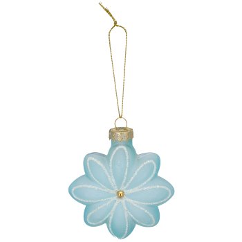 Glashänger Blüte, liniert, 4/Box, 8x3x8,5cm, wasserblau